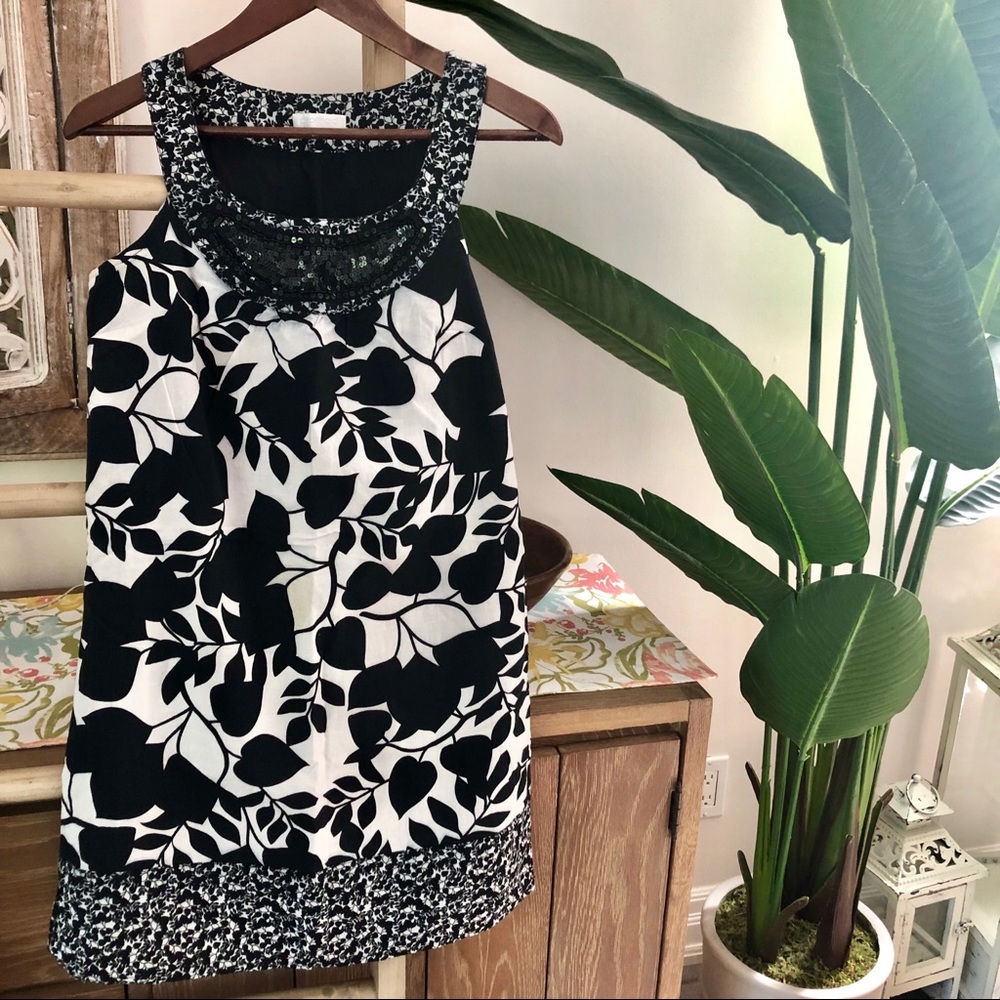 🖤Promod floral cotton blend mini shift dress
